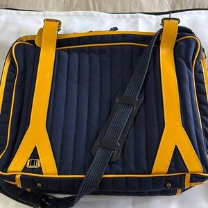 Navy and Yellow Quilted Crossbody Bag - Unbranded